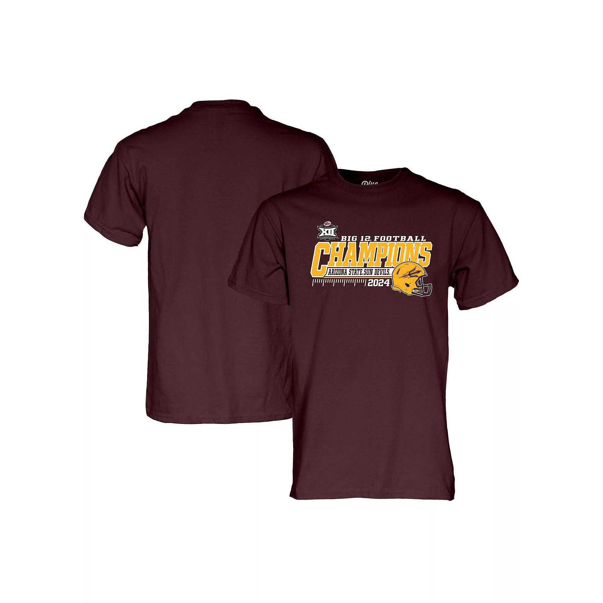 Mens Blue 84 Maroon Arizona State Sun Devils 2024 Big 12 Football Conference Champions Locker Room T-Shirt Product Image