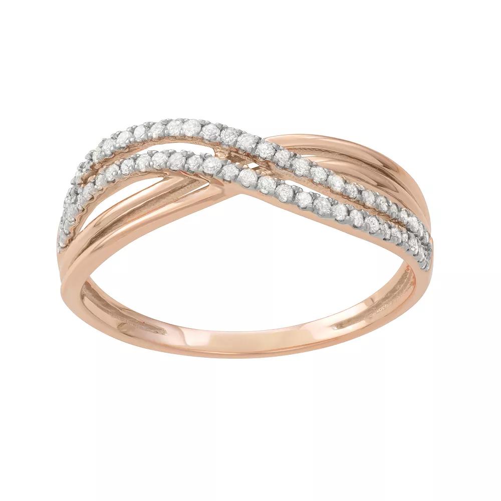 HDI Rose Gold 1/5 Carat T.W. Diamond Twist Wedding Band, Women's, Size: 8, Pink Product Image