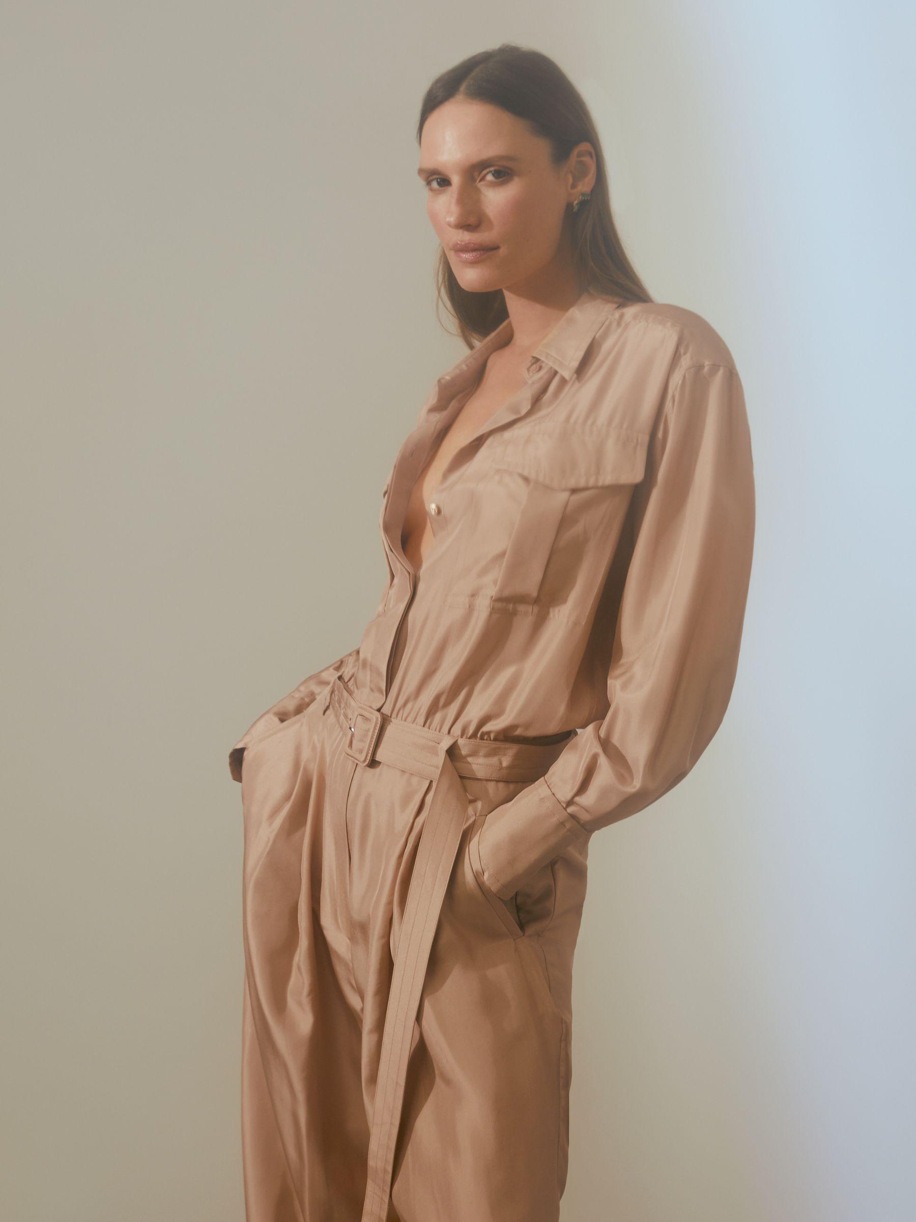 Atelier Belted Wide Leg Jumpsuit in Camel Product Image