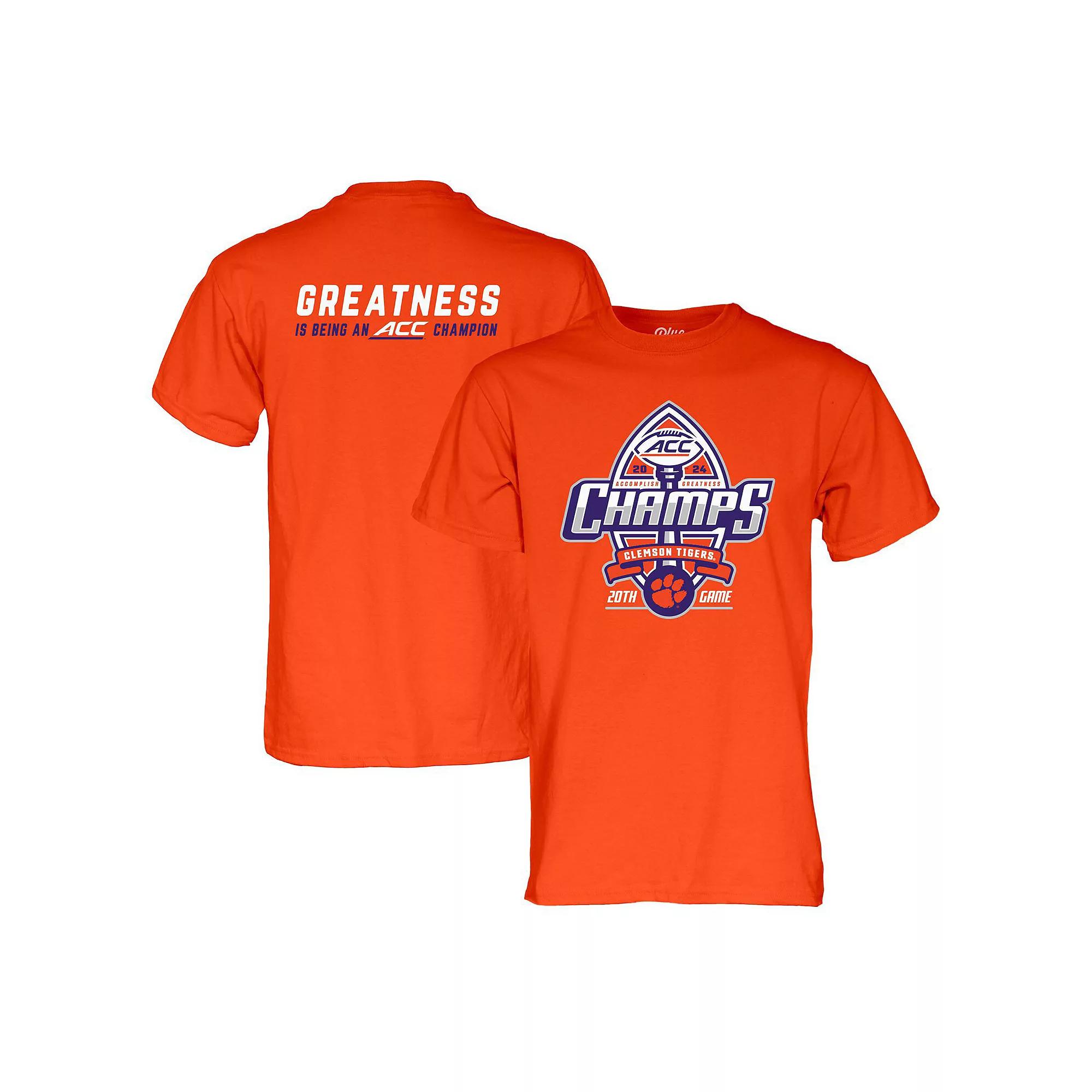 Men's Blue 84 Orange Clemson Tigers 2024 ACC Football Conference Champions Locker Room T-Shirt, Size: Large Product Image