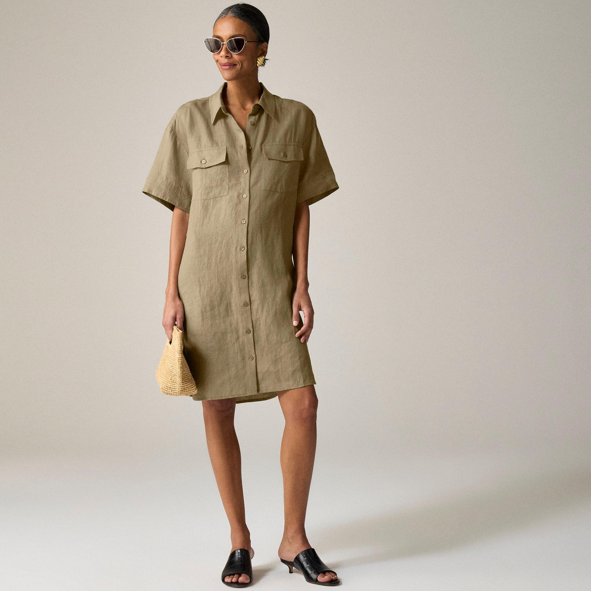 Utility shirt-dress in linen Product Image