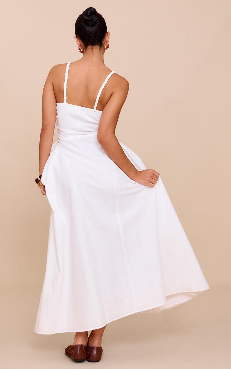White Braided V Waist Midaxi Dress Product Image