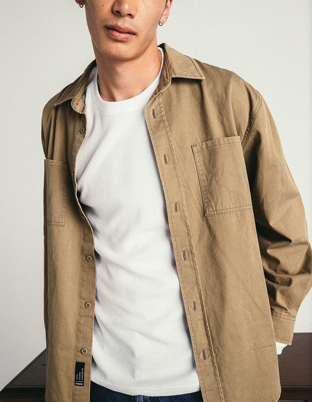 RSQ Mens Oversized Washed Twill Shirt - BLACK Product Image