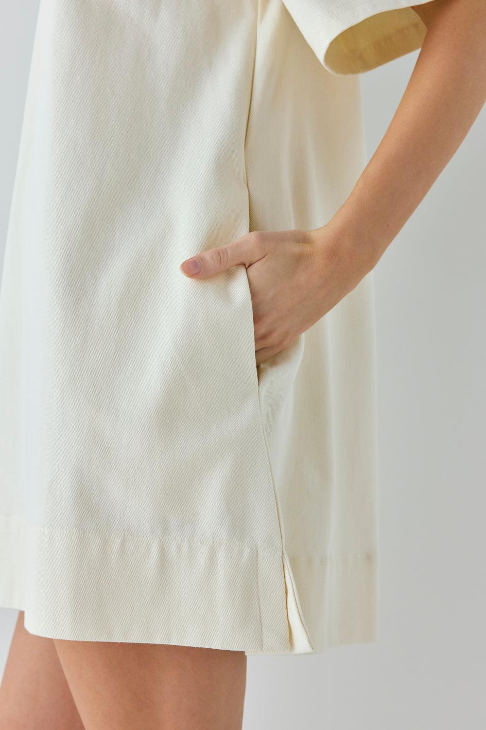 Suki Denim Mini Dress Cream Product Image