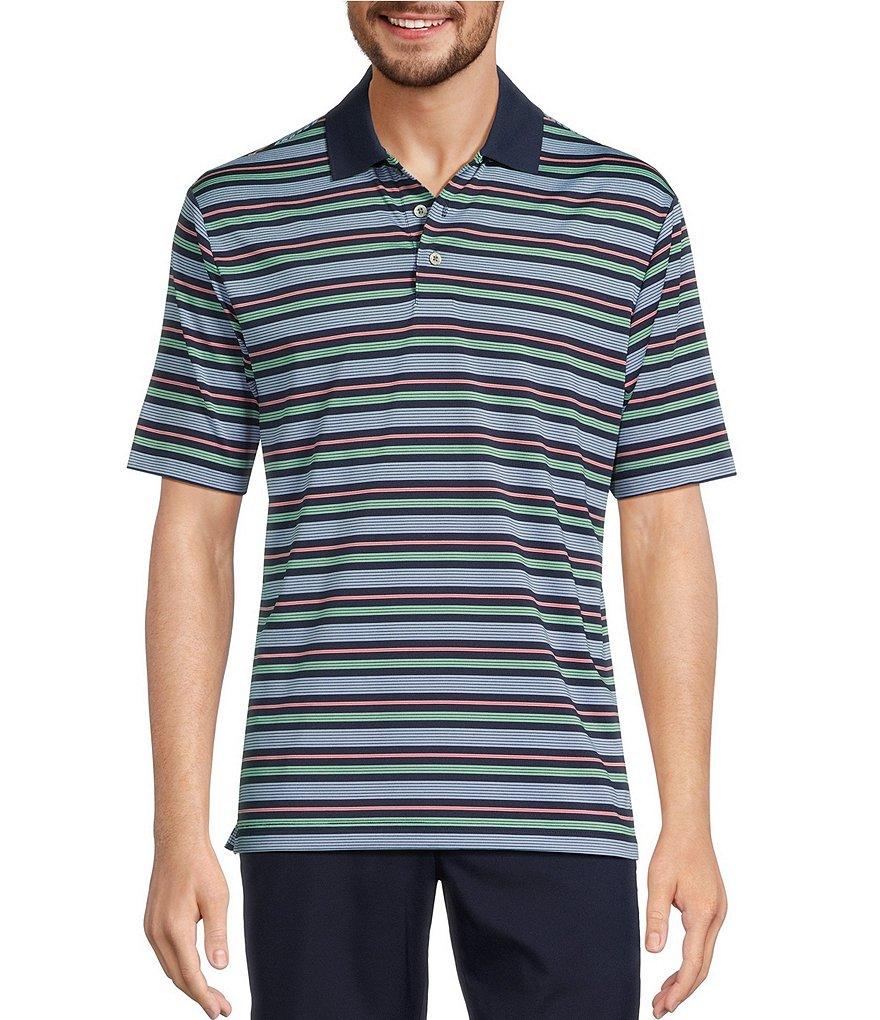 Roundtree & Yorke Performance Short Sleeve Multi Stripe Polo Shirt Product Image