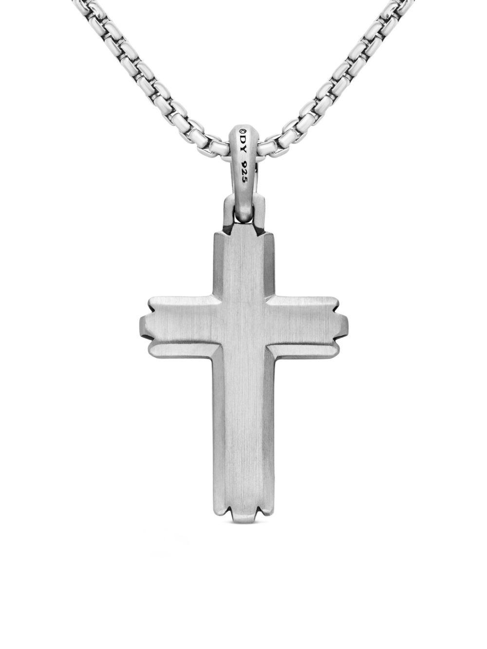 sterling silver Deco Cross pendant (34mm) Product Image
