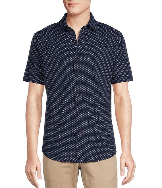 Cremieux Blue Label Dotted Coat Front Knit Short Sleeve Shirt Product Image