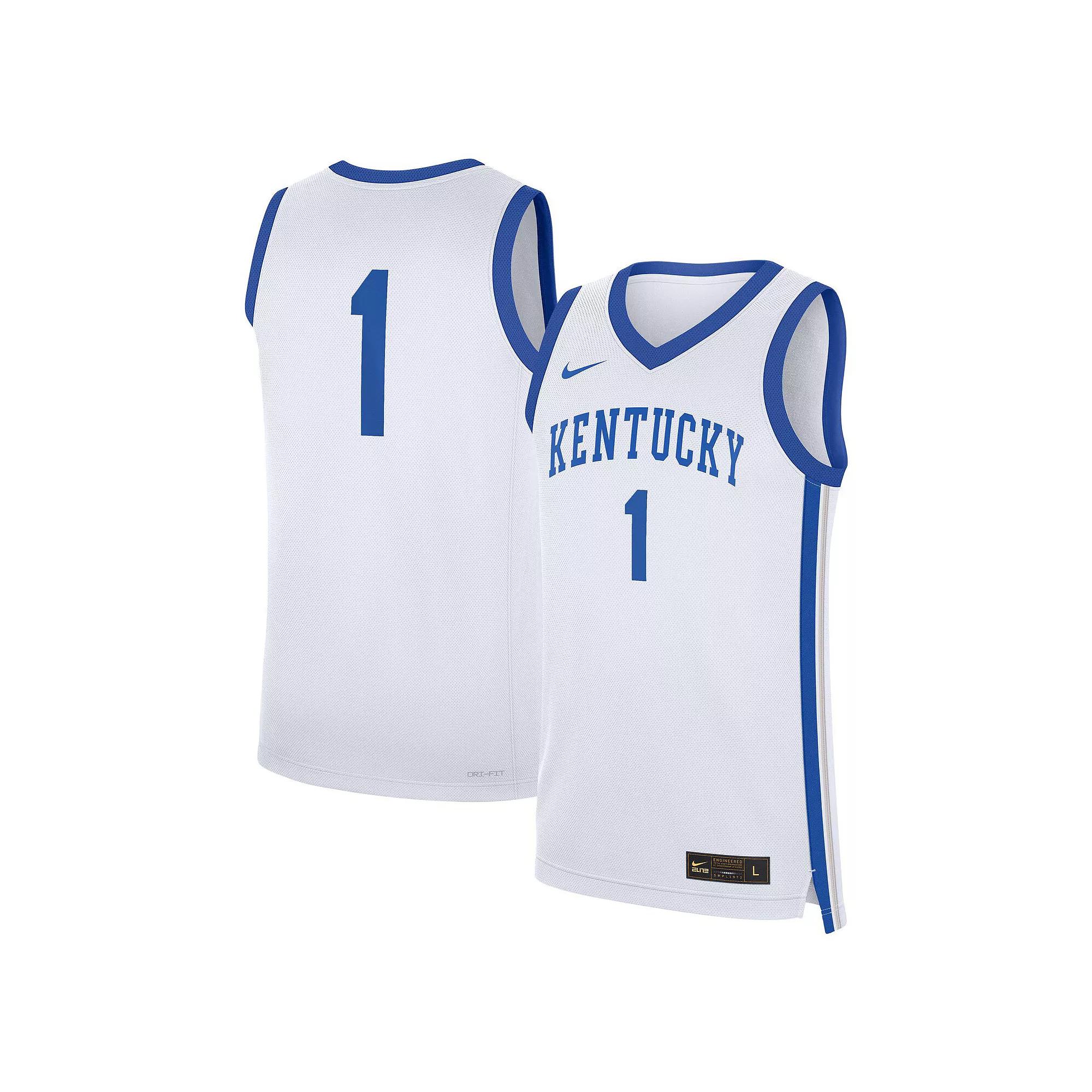 Men's Nike #1 White Kentucky Wildcats Home Replica Jersey,  Product Image