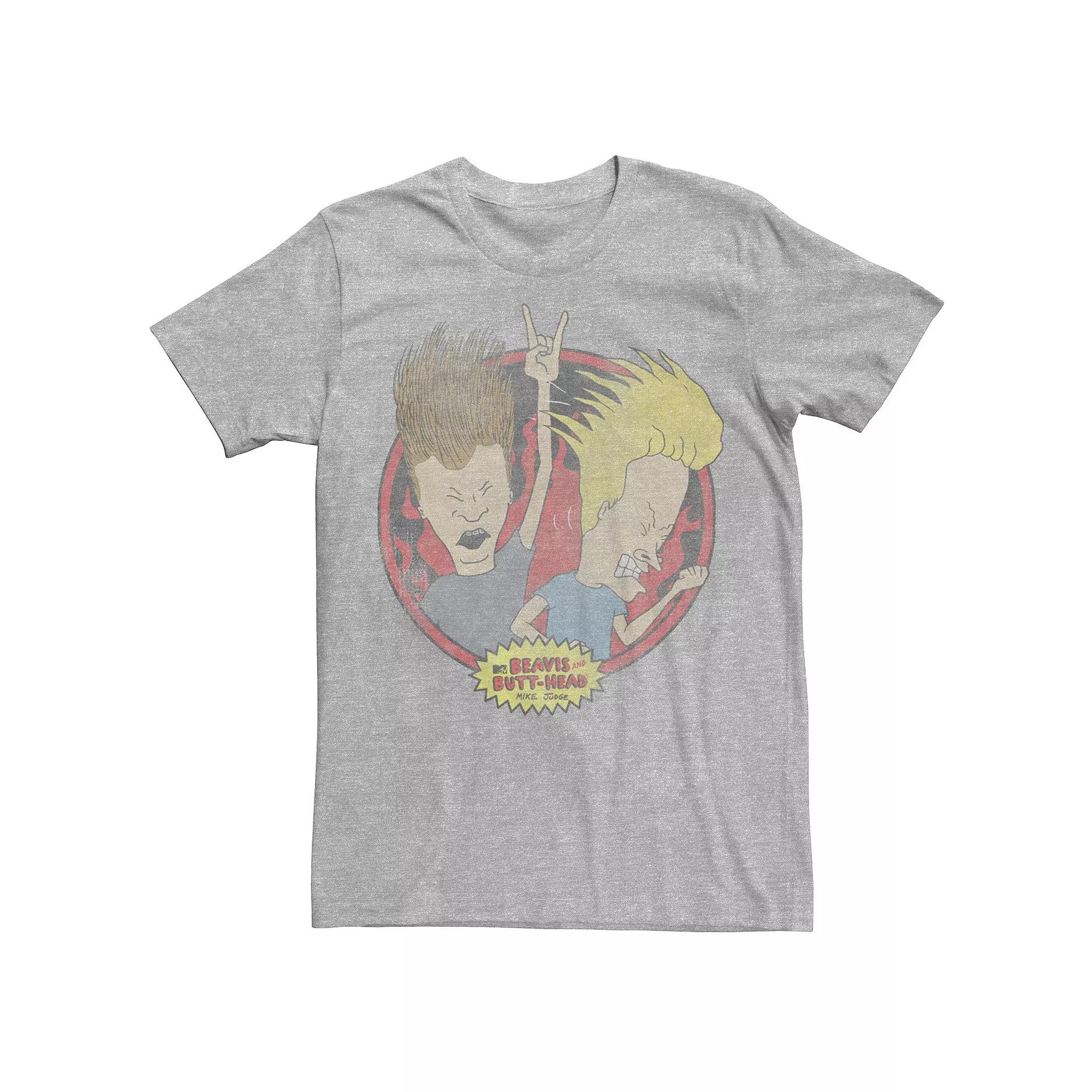 Men's Beavis and Butthead Rock N' Roll Circle Portrait Tee,  Product Image