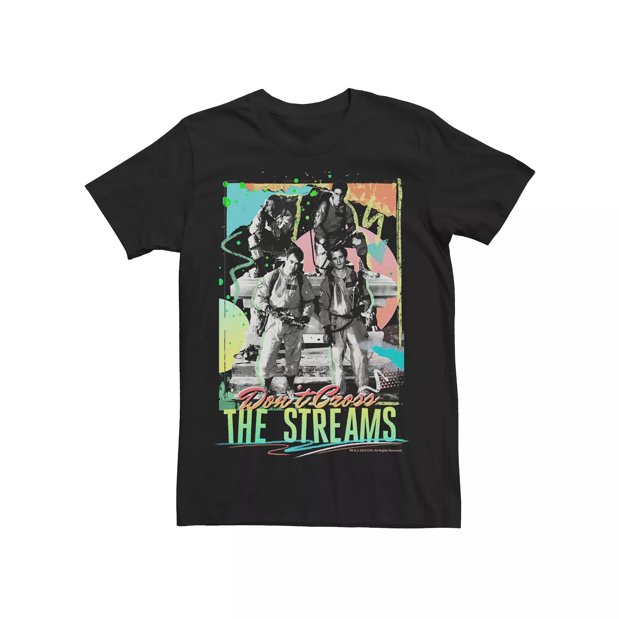Men's Ghostbusters Don't Cross The Streams Retro Neon Poster Graphic Tee,  Product Image