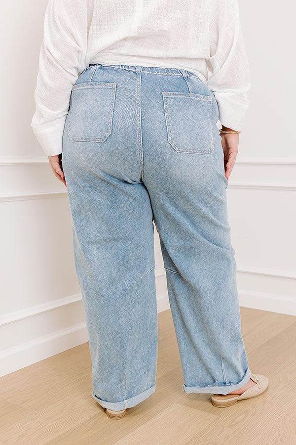 RISEN Lillian High Waist Barrel Leg Cargo Jean Curves Product Image