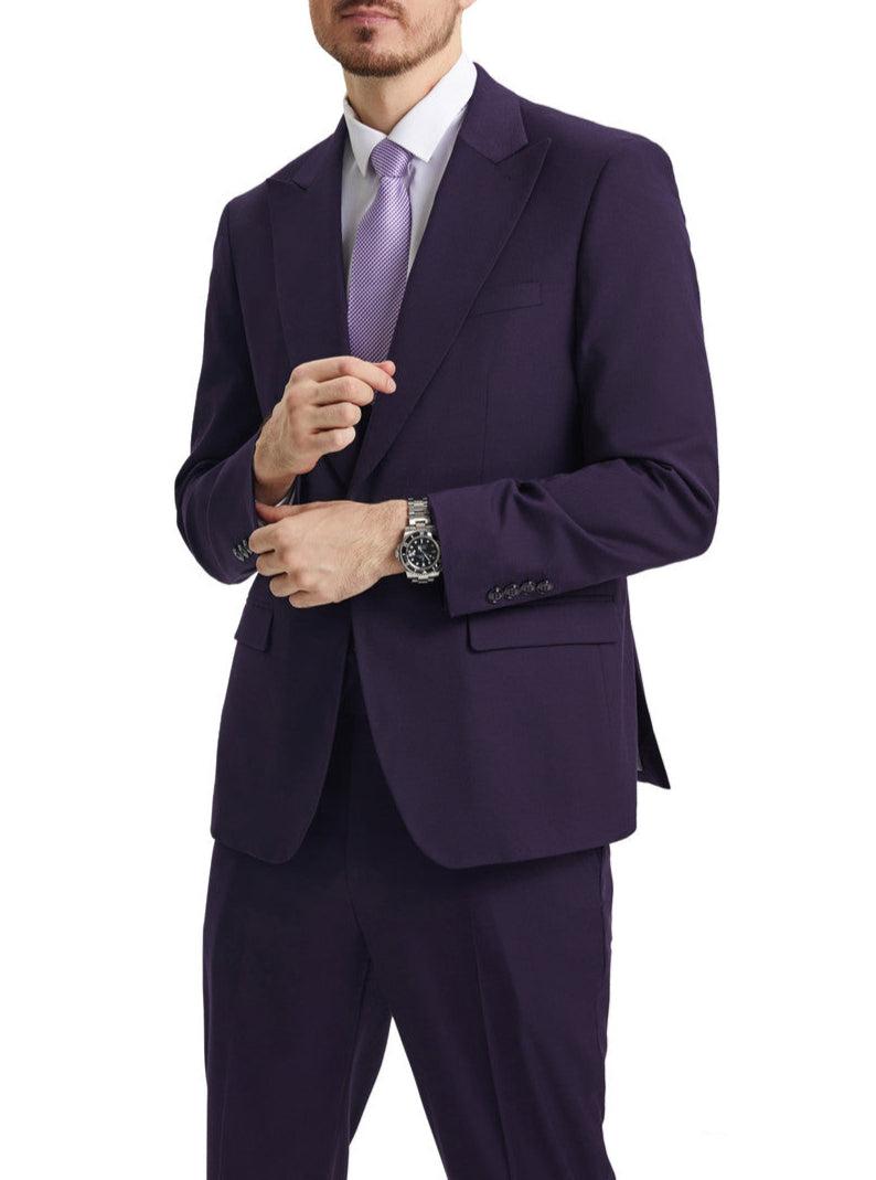 Stacy Adams - Purple 3 Piece Hybrid Fit Suit With Expandable Waist Band Product Image