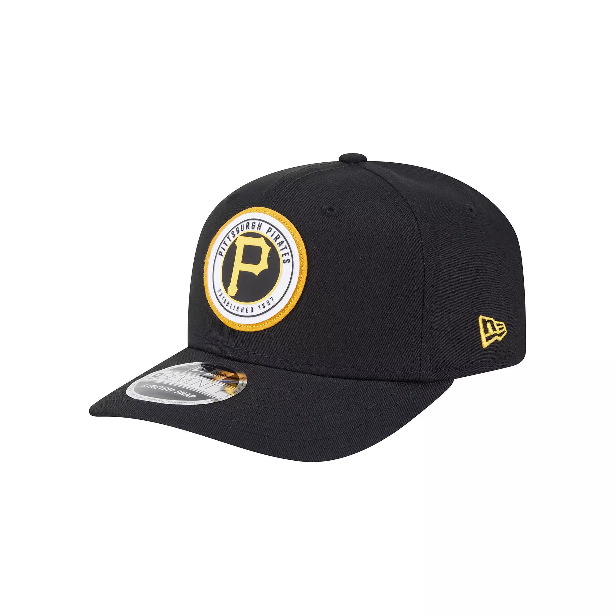 Men's New Era Black Pittsburgh Pirates Circle Patch 9SEVENTY Stretch-Snap Hat Product Image