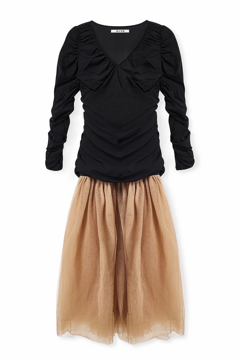 V-neck Tulle Maxi Dress Product Image