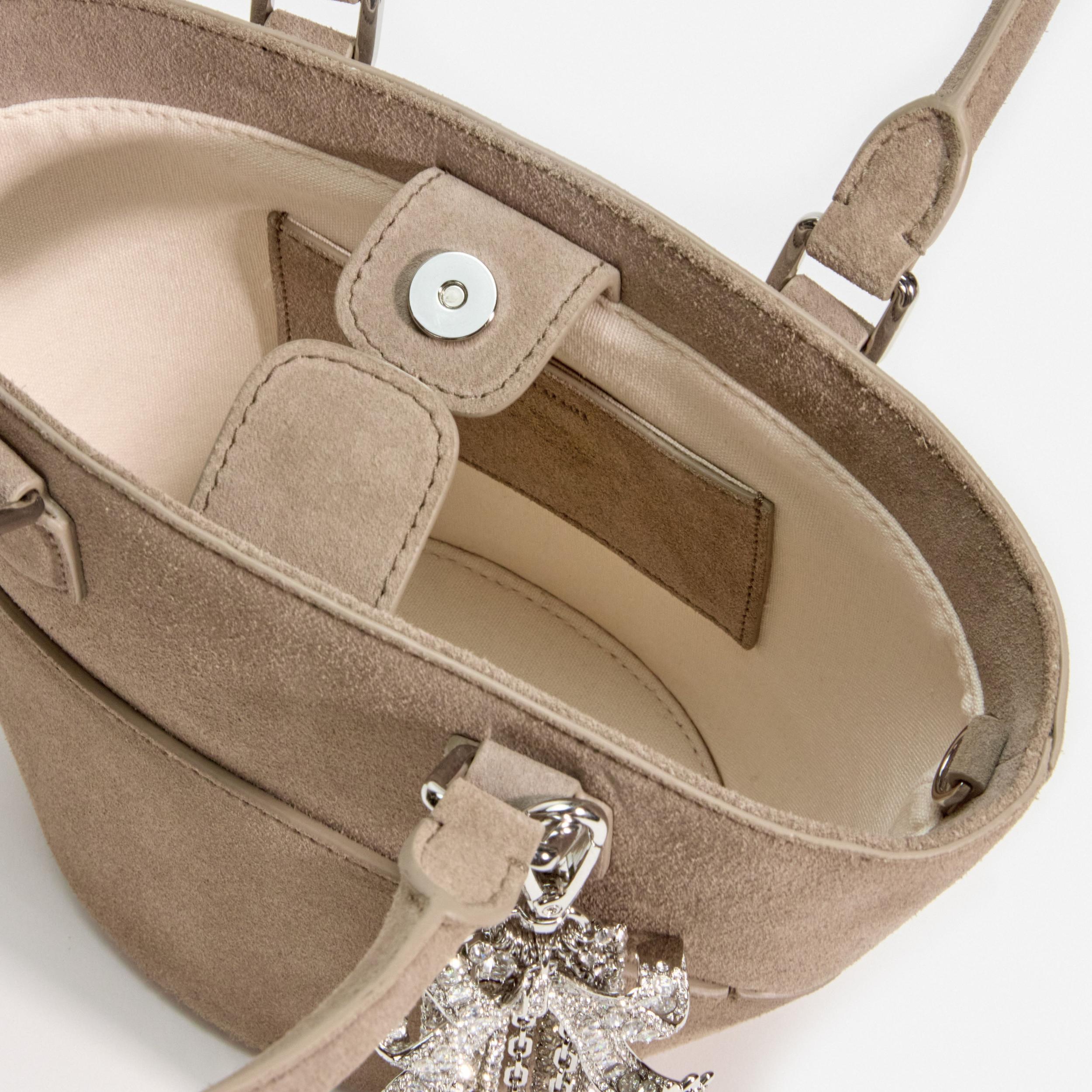 Grey Suede Charm Tote Bag Product Image
