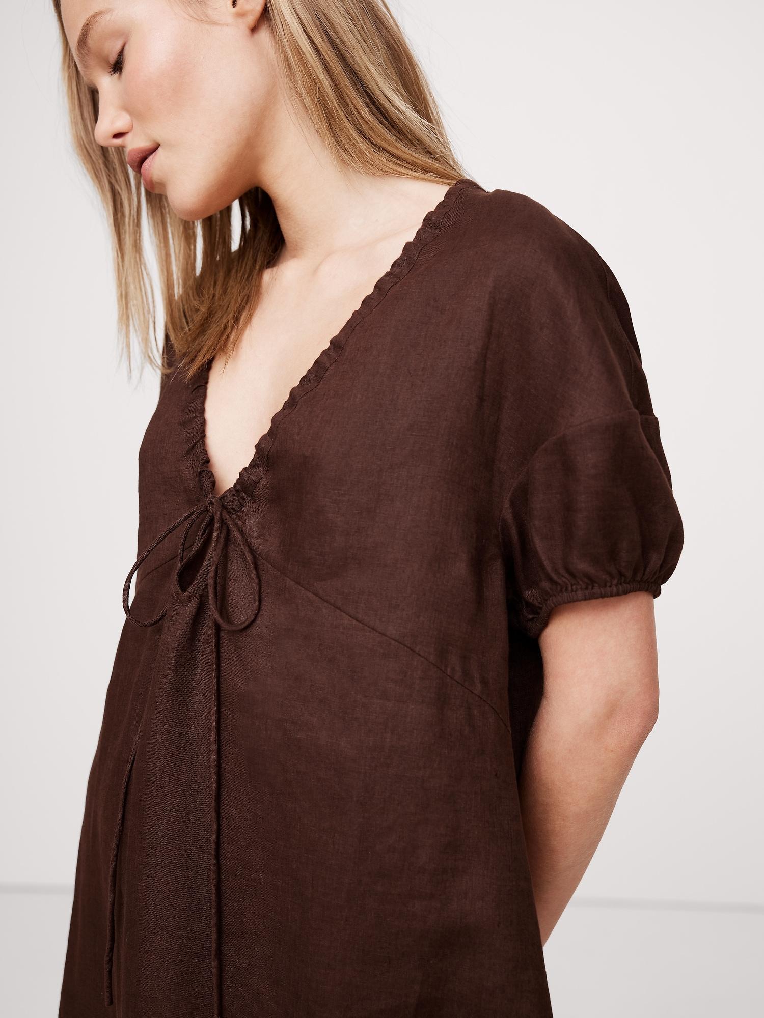 Linen Tie-Front Mini Dress Product Image