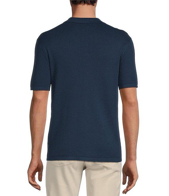 Rowm Tourister Short Sleeve Chunky Twill Sweater Button Front Shirt Product Image