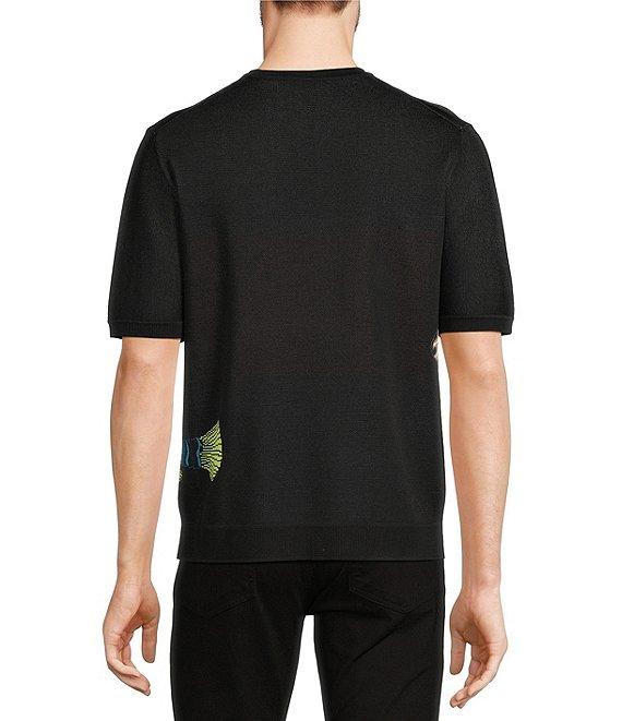 Murano Shape of Water Collection Fish Jacquard Short Sleeve Sweater Product Image