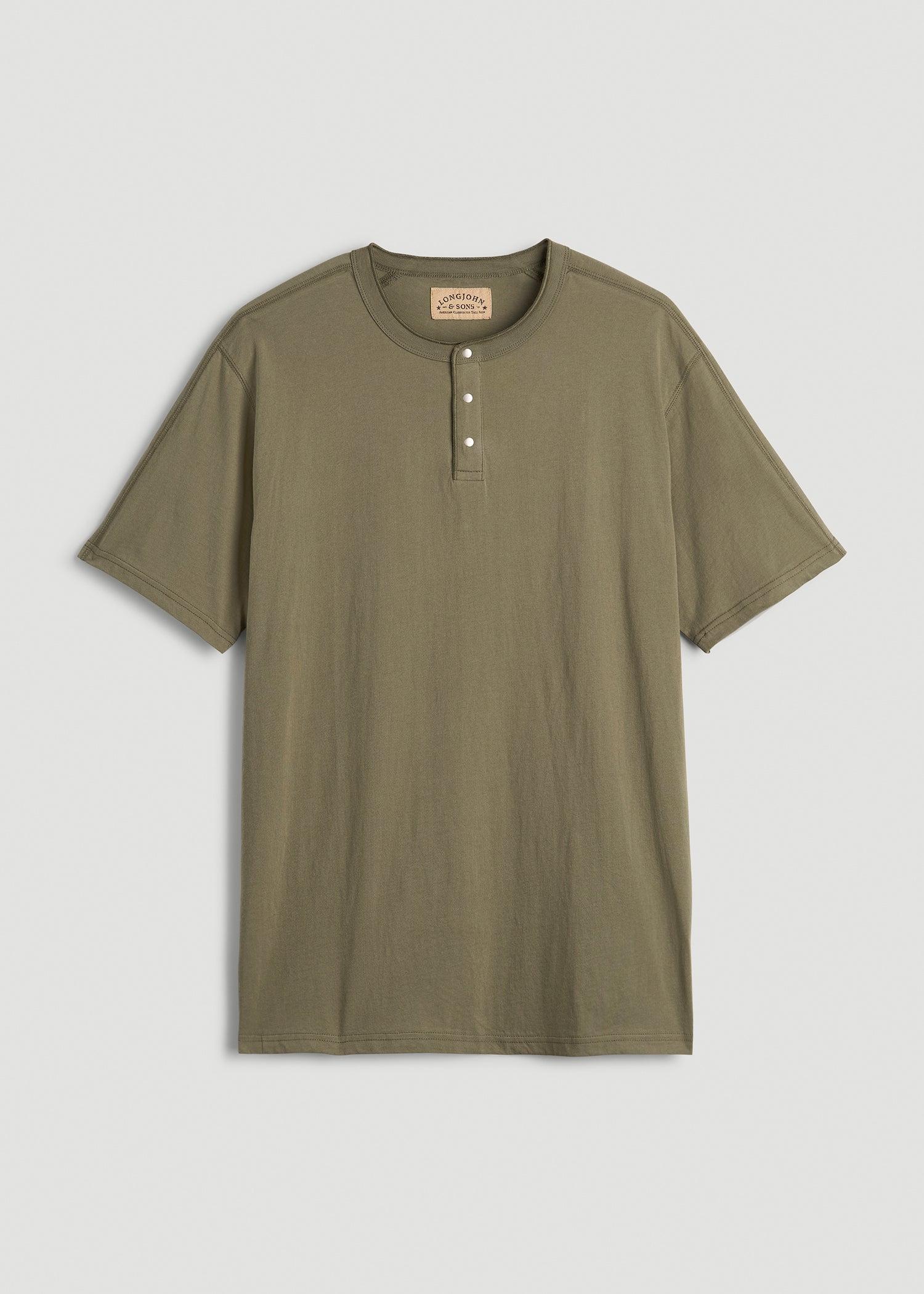 LJ&S REGULAR-FIT Jersey Henley Tee for Tall Men in Vintage Moss Green Male Product Image