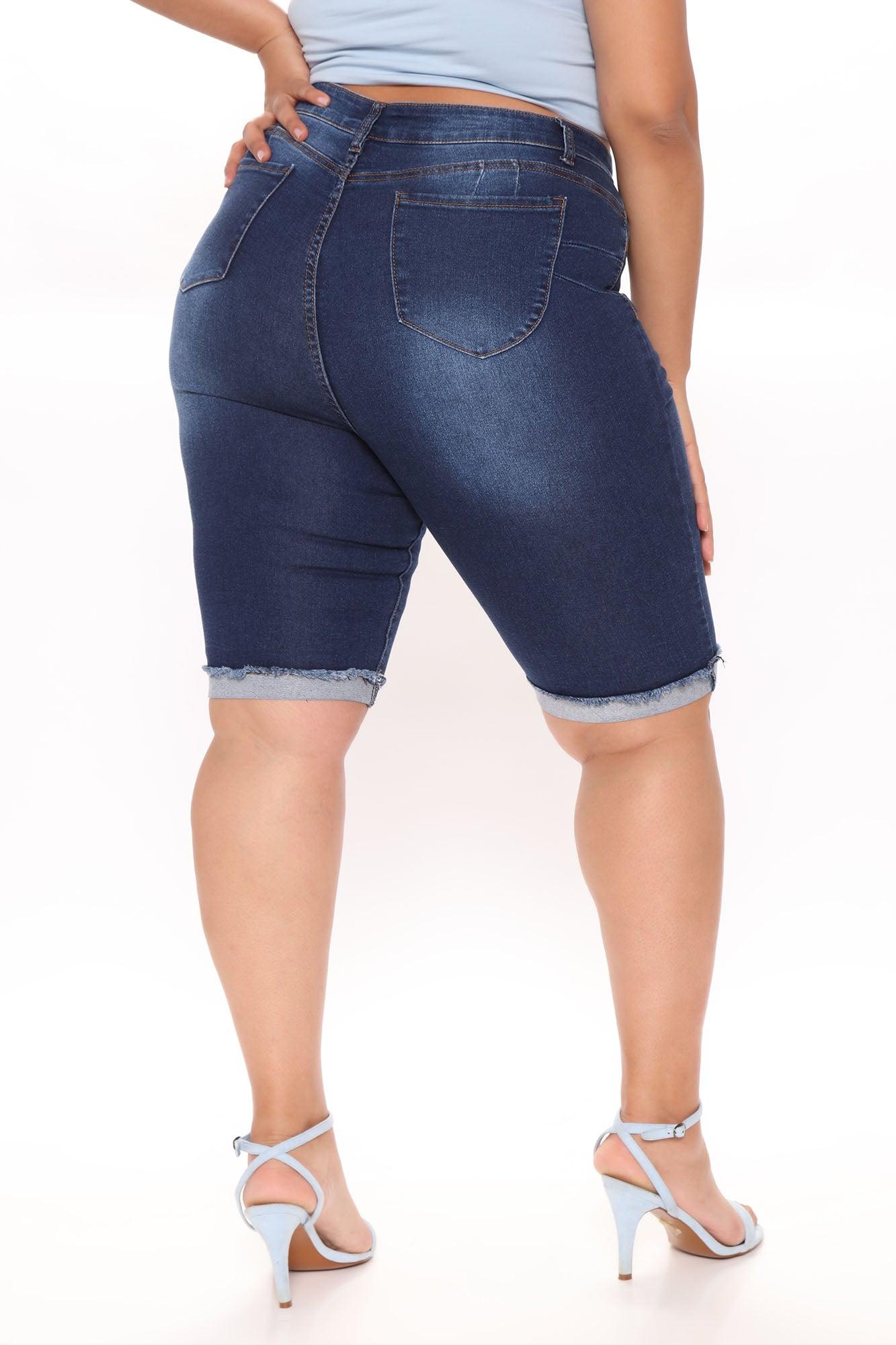 Hold Me Closer Booty Lifting Denim Bermudas - Dark Wash Product Image