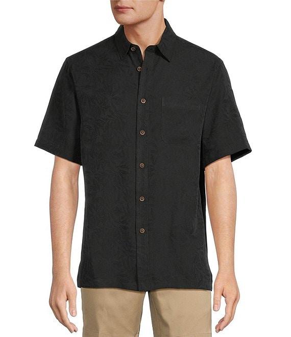 Roundtree & Yorke Short Sleeve Solid Polynosic Jacquard Sport Shirt Product Image
