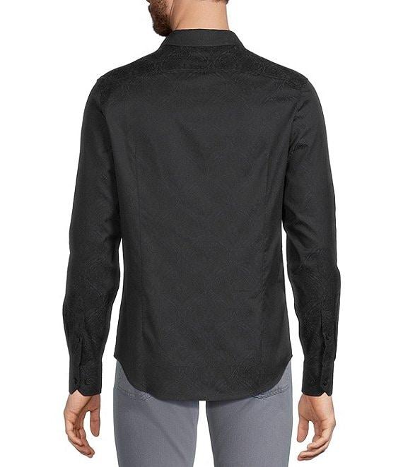 Murano Slim Fit Sating Jacquard Long Sleeve Woven Shirt Product Image
