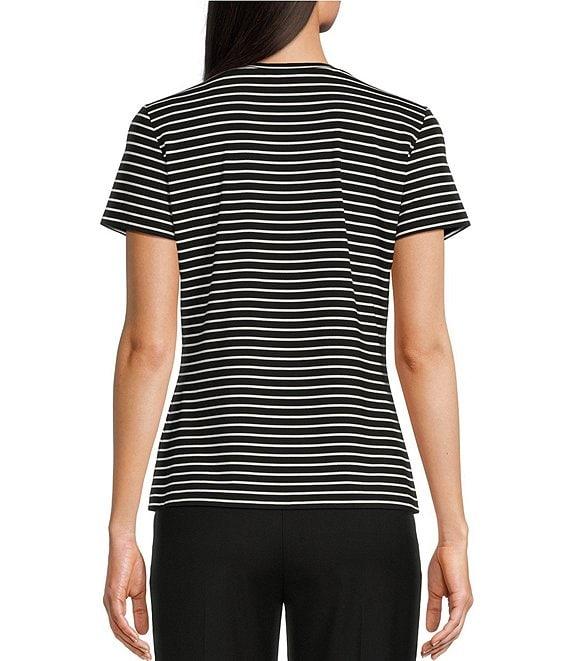Alex Marie Ellen Crew Neck Short Sleeve Jersey Knit Striped Tee Shirt Product Image