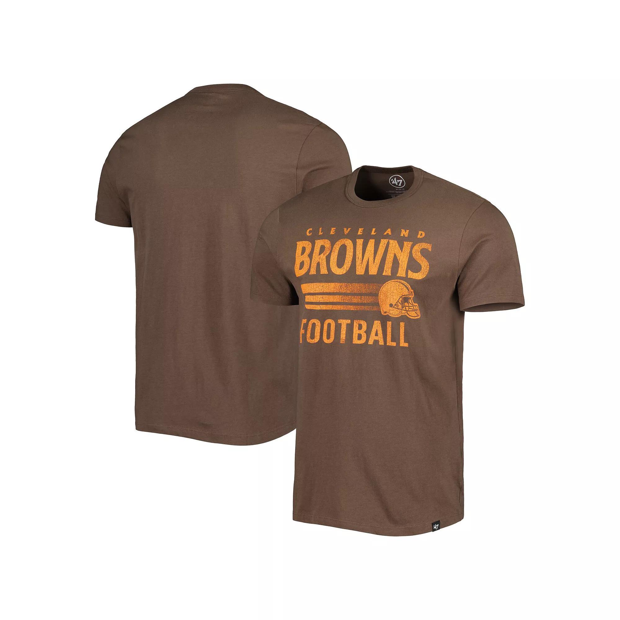 Men's '47 Brown Cleveland Browns Wordmark Rider Franklin T-Shirt,  Product Image