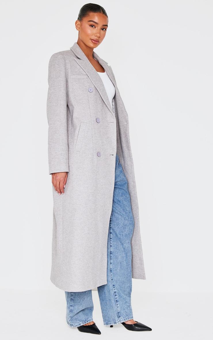 Light Grey Wool Look Oversized Drop Shoulder Maxi Coat Product Image