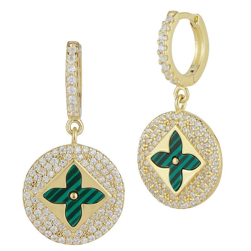 Sunkissed Sterling Gemstone & Cubic Zirconia Clover Earrings, Women's, Silver Tone White Product Image