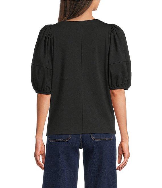 Gibson & Latimer Knit Crew Neck 3/4 Puff Sleeve Tee Shirt Product Image