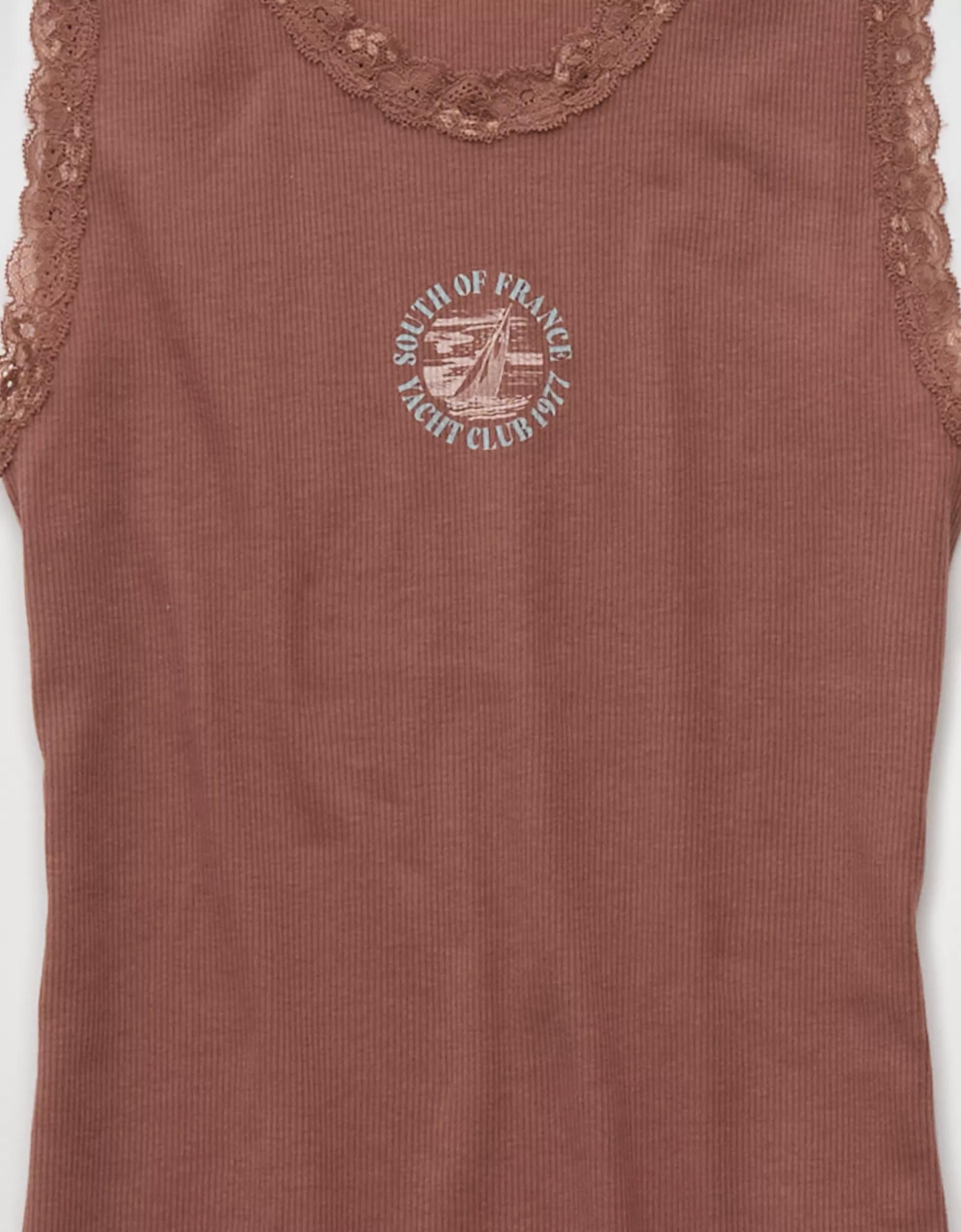 AE Graphic Lace Trim Tank Top Product Image