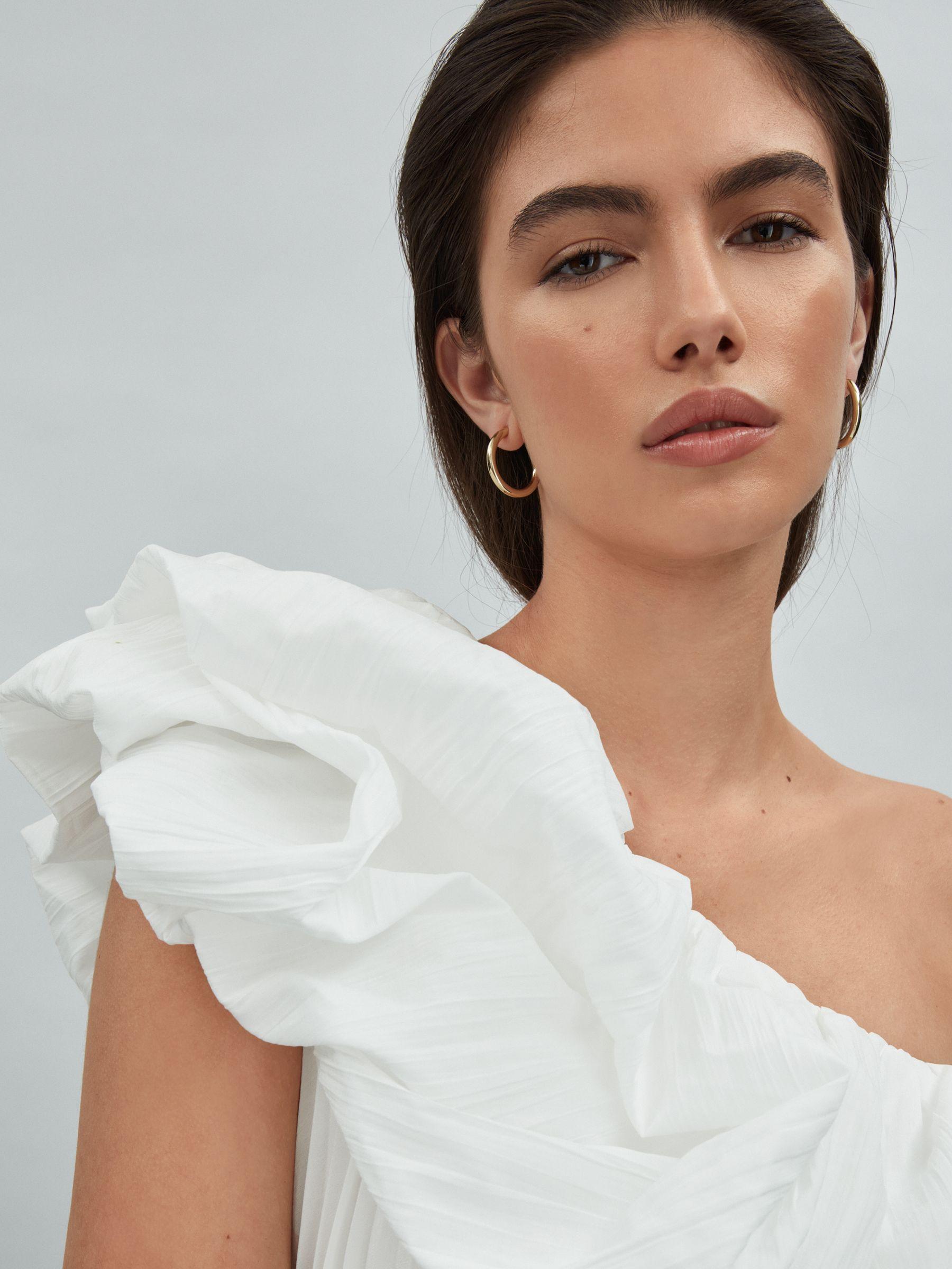 Acler One-Shoulder Asymmetric Midi Dress in Ivory Product Image