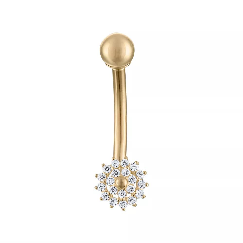 Amella Jewels 10k Gold One-Side Internally Threaded Flower-Shaped Belly Ring, Women's Product Image