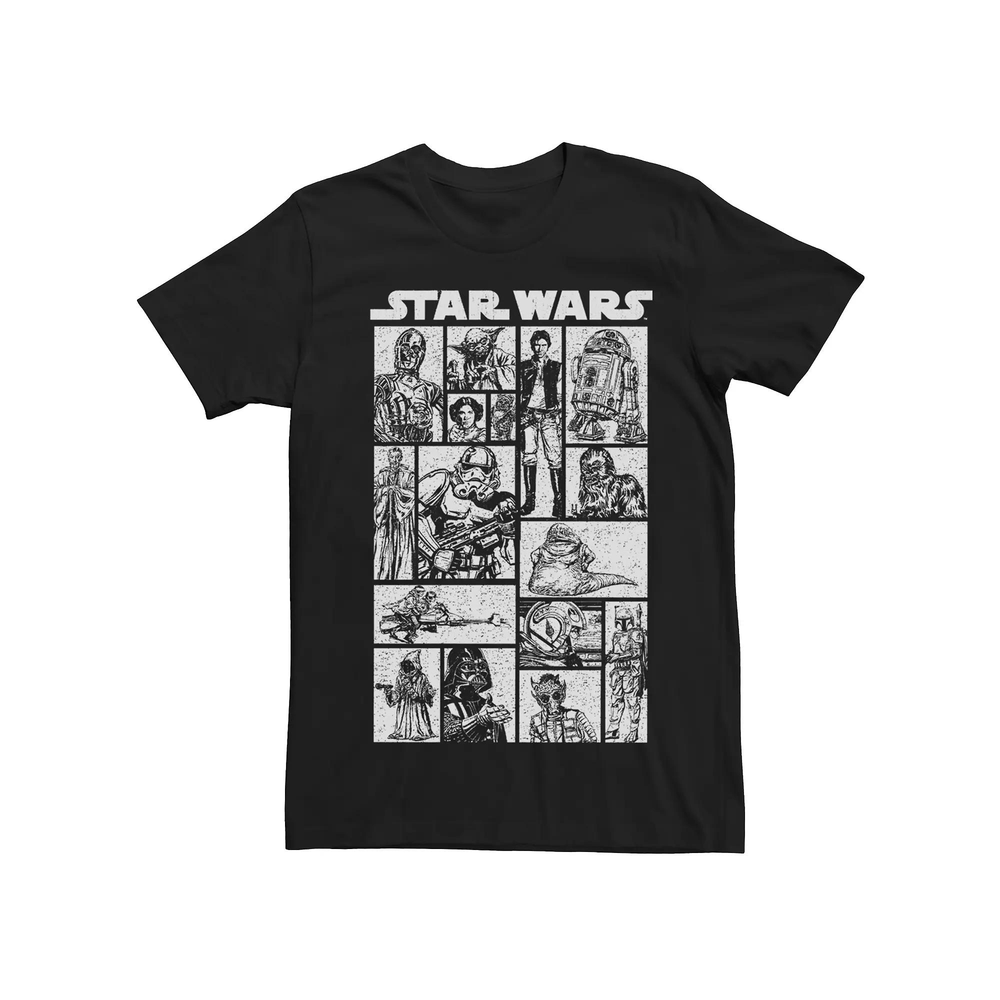 Men's Star Wars Character Sketch Panels Short Sleeve Tee,  Product Image