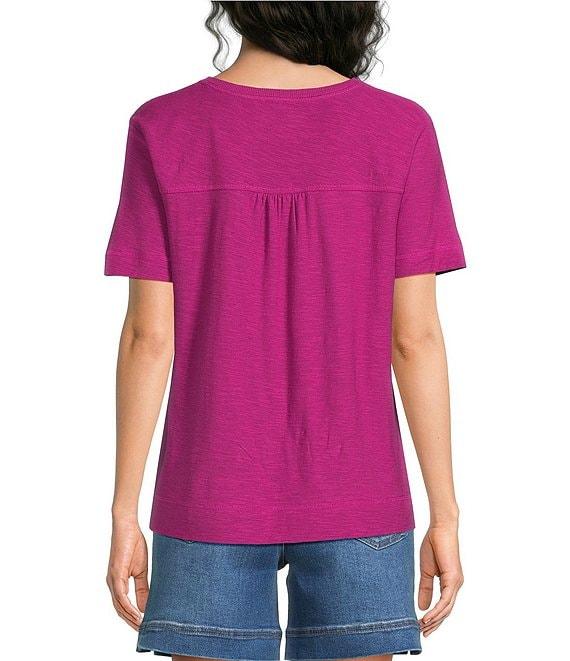 Westbound Solid Short Sleeve V-Neck Top Product Image