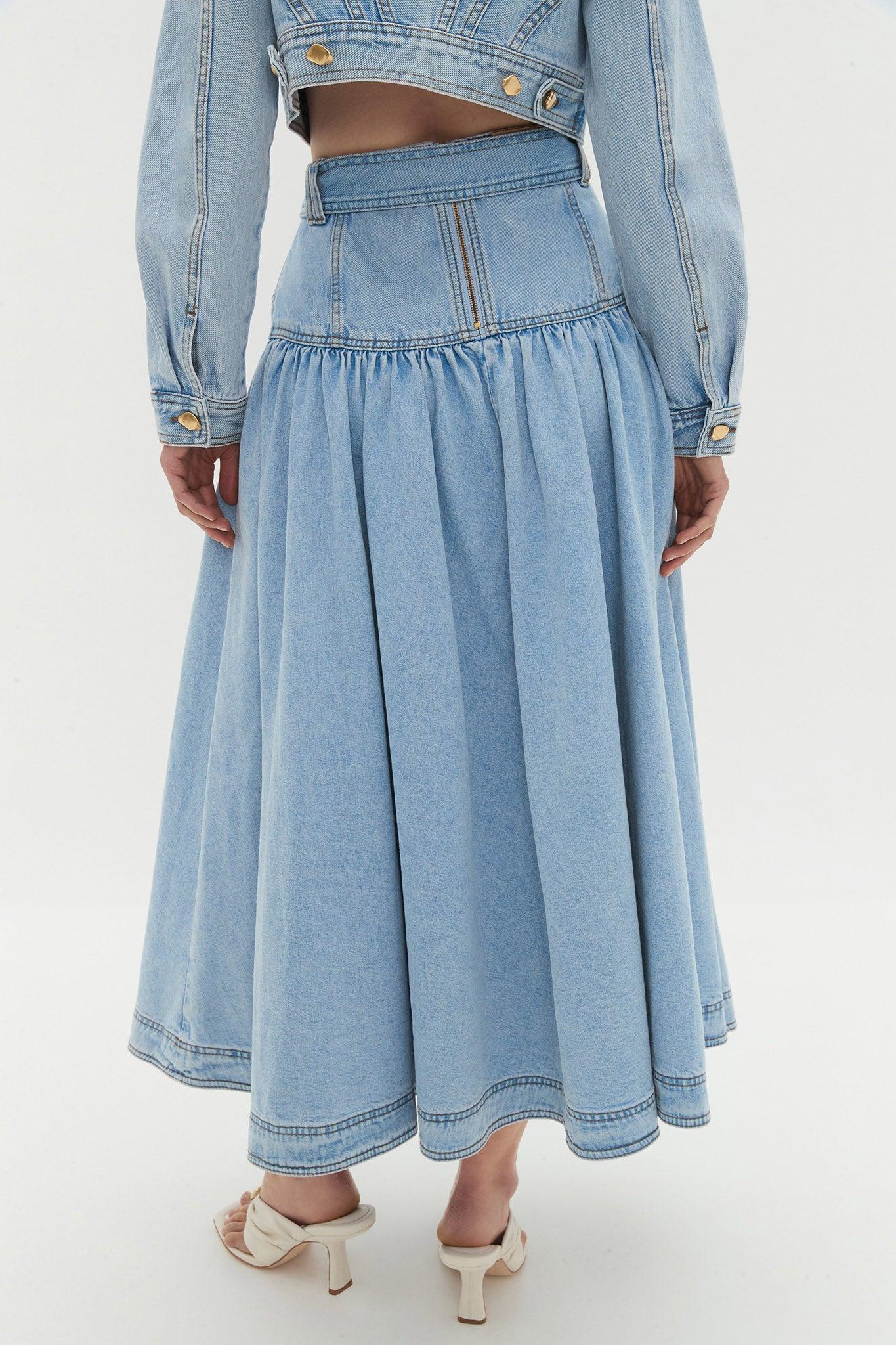 Elena Denim Midi Skirt Product Image