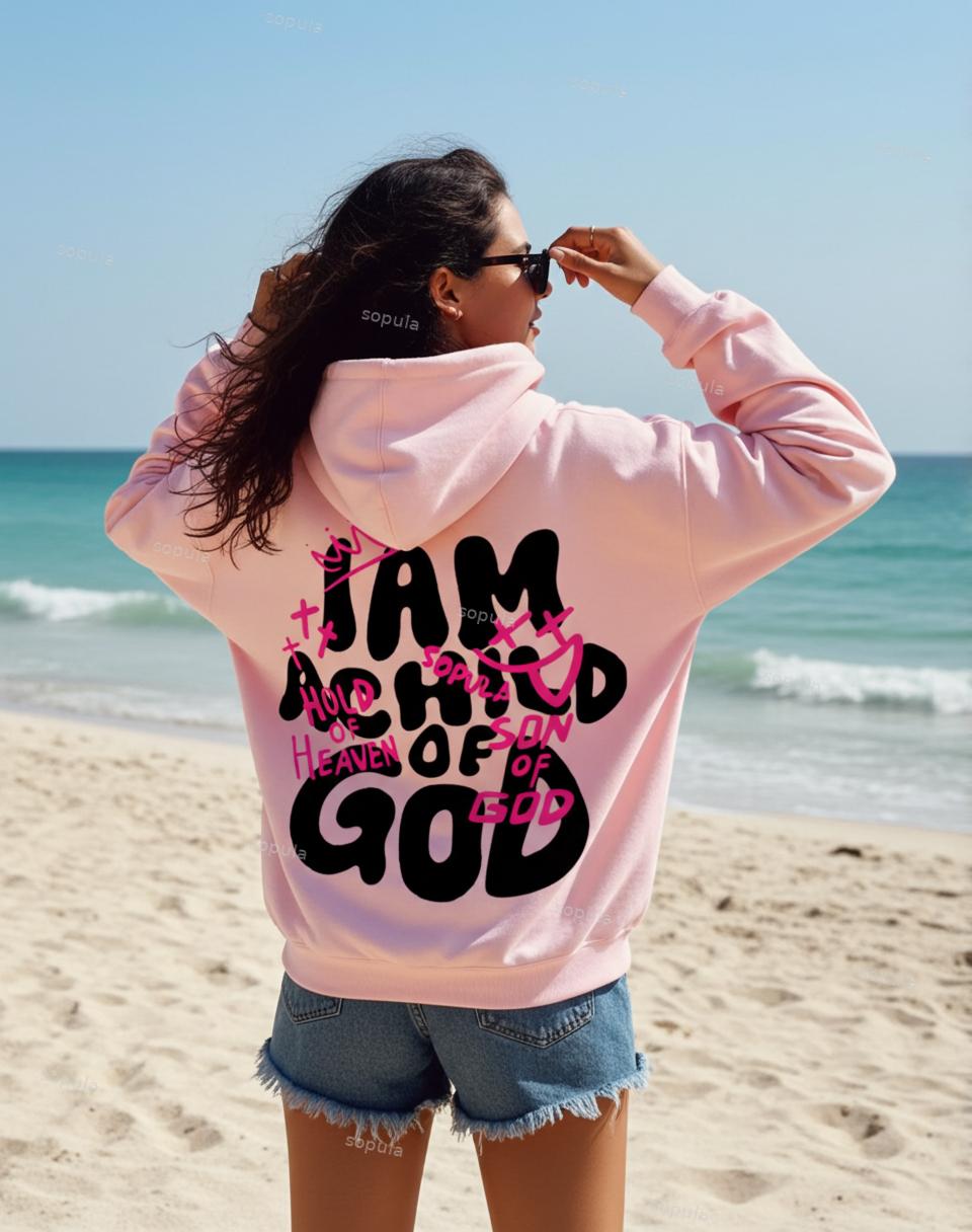 Sopula I Am A Child Of God Graffiti Slogan Graphic Oversized Hoodie Product Image