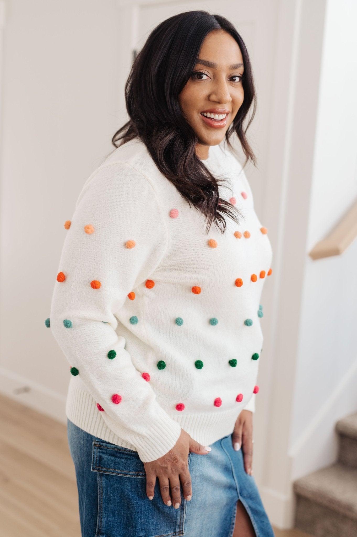Candy Buttons Pom Detail Sweater (Online Exclusive) Product Image