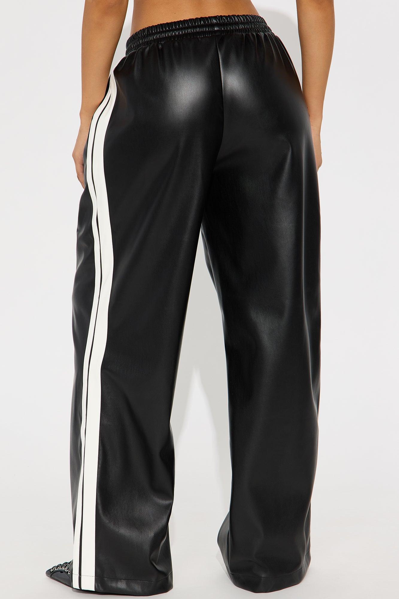 Misha Faux Leather Track Pant - Black Product Image