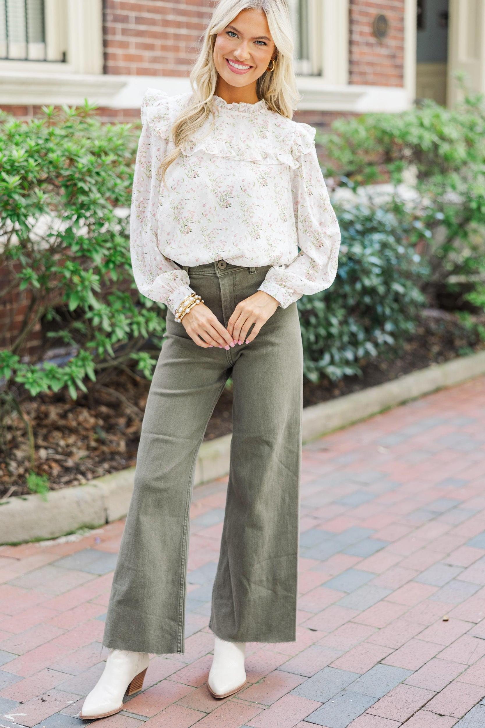 Romantic History Cream Ditsy Floral Ruffled Blouse Female Product Image