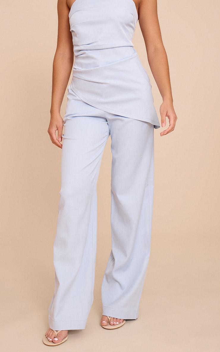  Powder Blue Tailored Woven Wide Leg Pants Product Image