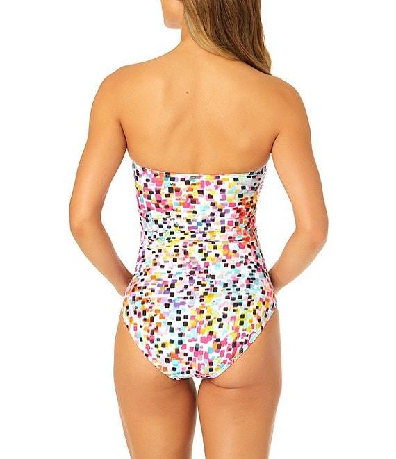 Anne Cole Abstract Dot Twist Front Strapless Bandeau One Piece Swimsuit Product Image