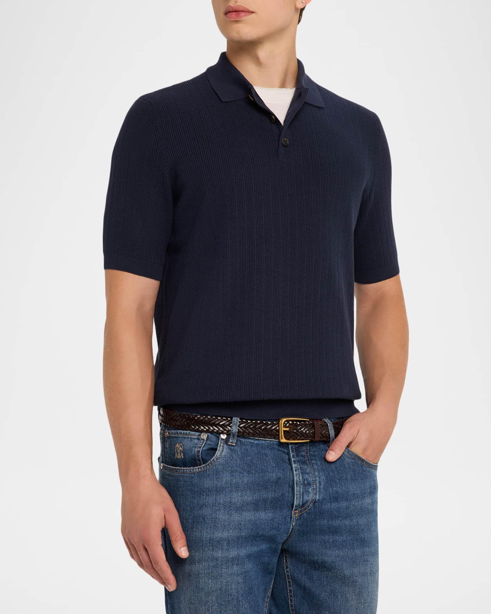 Men's Cotton Textured Polo Shirt Product Image