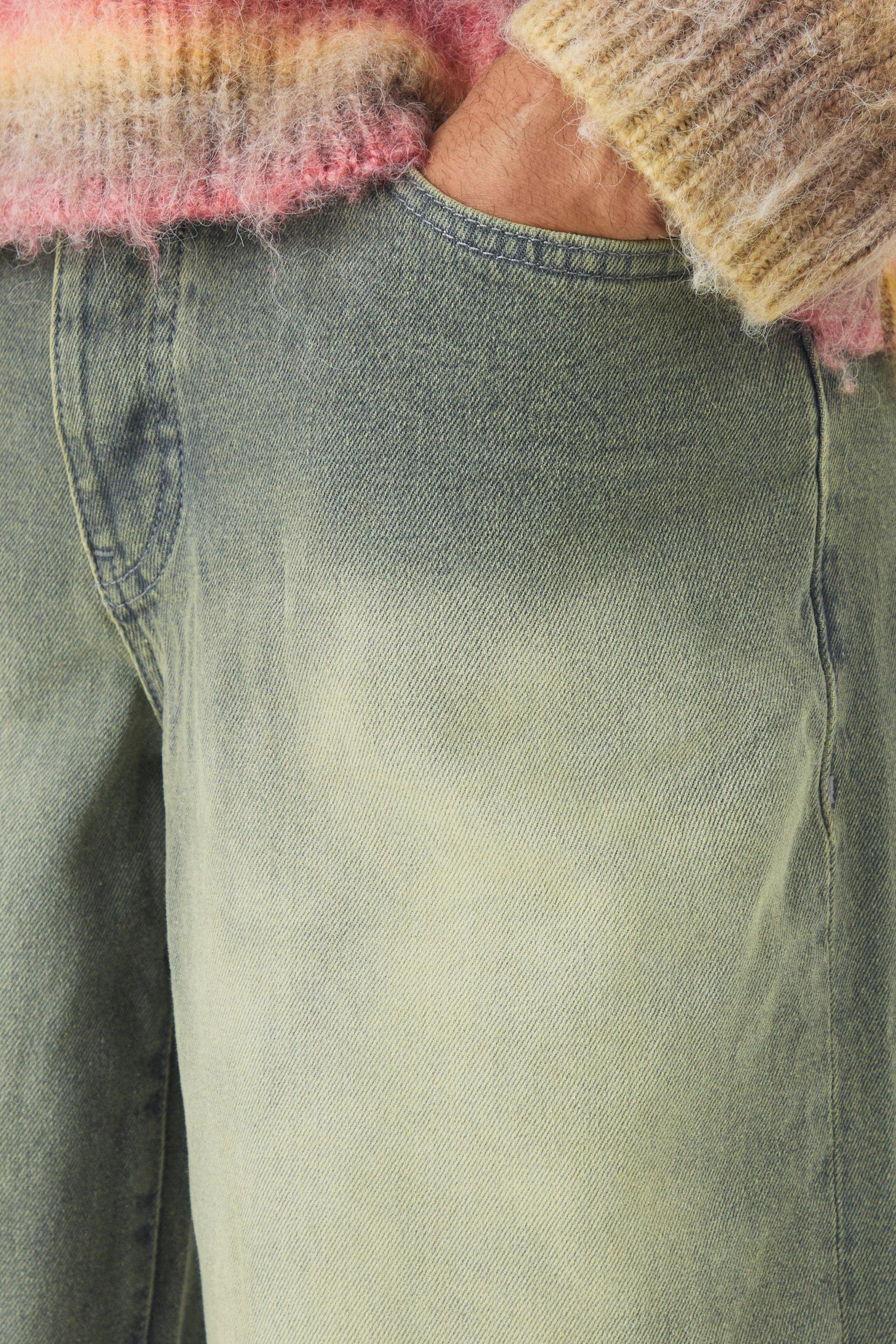 Baggy Rigid Green Washed Jeans | boohooMAN USA Product Image