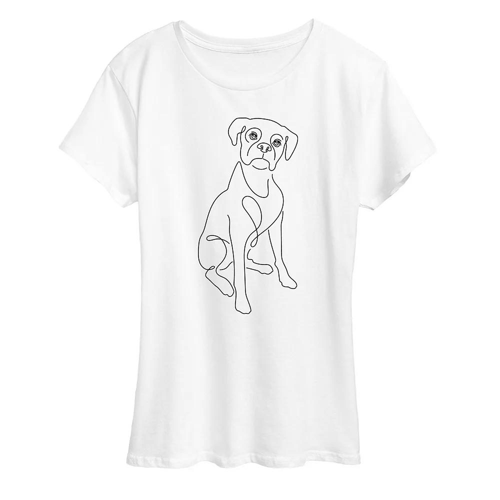 Women's Simple Line Drawing Of Dog Graphic Tee,  Product Image