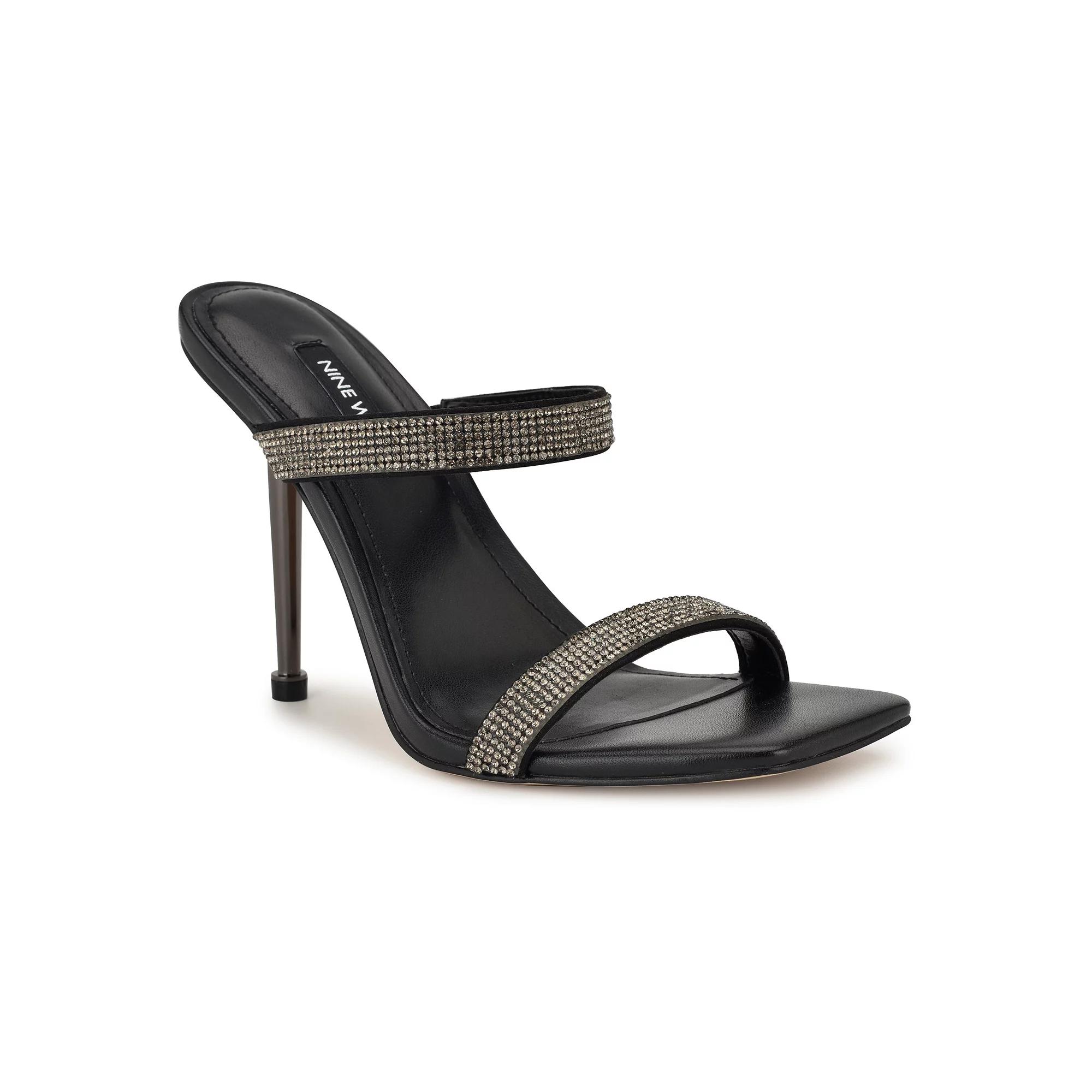 Nine West Yogirl Women's Square Toe Slip-On Dress Sandals, Size: 10, Black Shimmer Product Image
