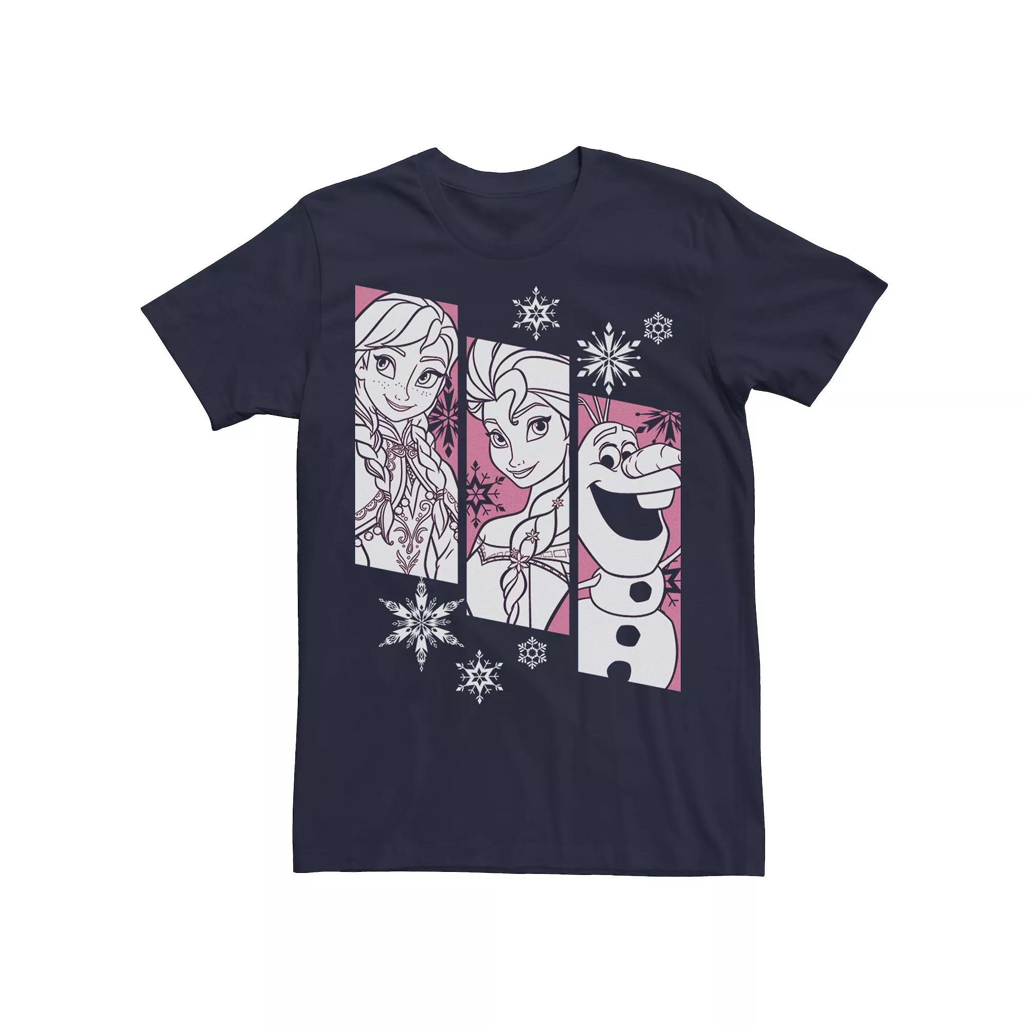 Disney's Frozen Anna Elsa Olaf Snowflake Panel Men's Tee,  Product Image