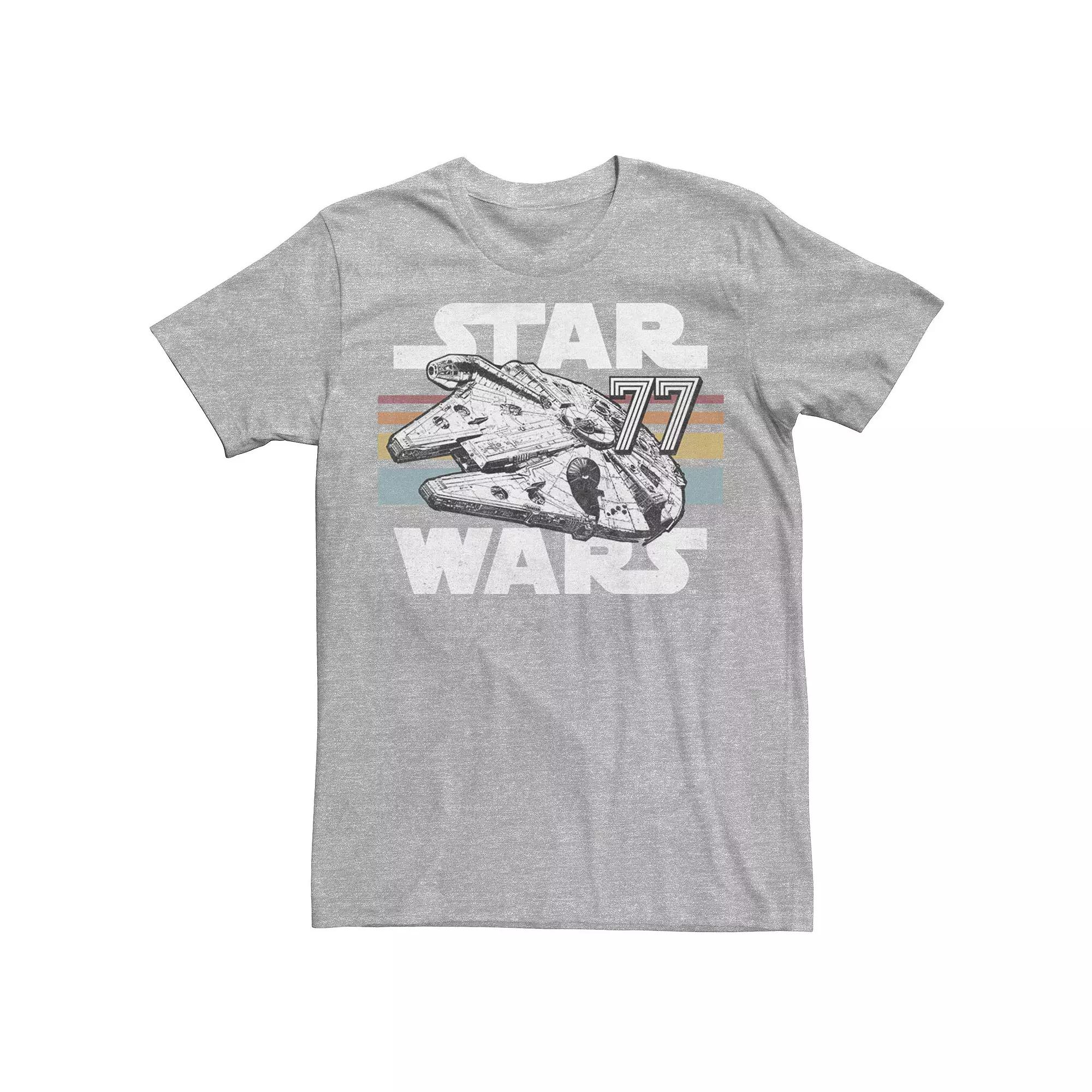 Men's Star Wars Millennium Falcon 77 Retro Tee, Size: Medium, Athletic Grey Product Image