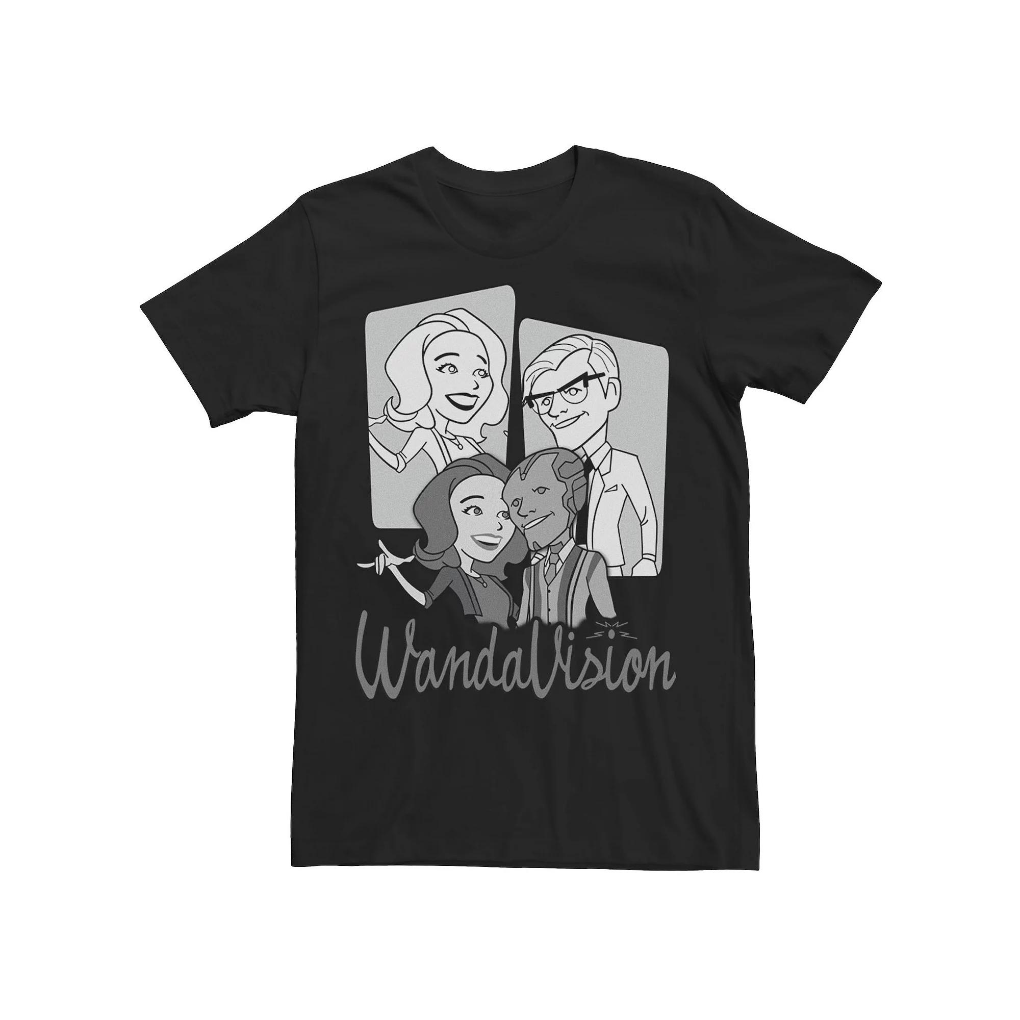 Men's Marvel WandaVision Character Panels Greyscale Tee,  Product Image
